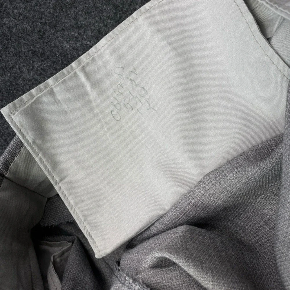 VINTAGE ACTWU Dress Pants Men 29 Gray Union Made USA Textured Straight Trousers